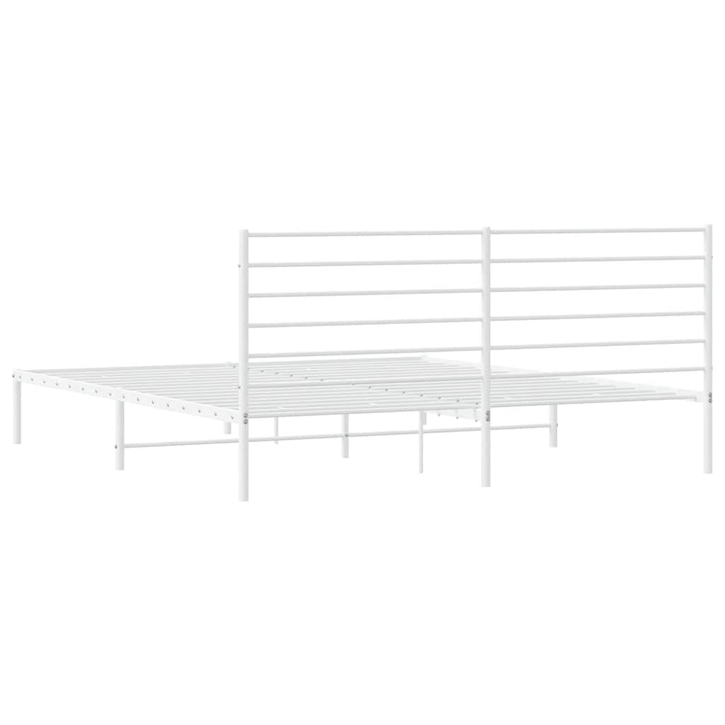 8720845788087_g_en_hd_6 vidaXL Metal Bed Frame without Mattress with Headboard White 183x203 cm King - Image 8