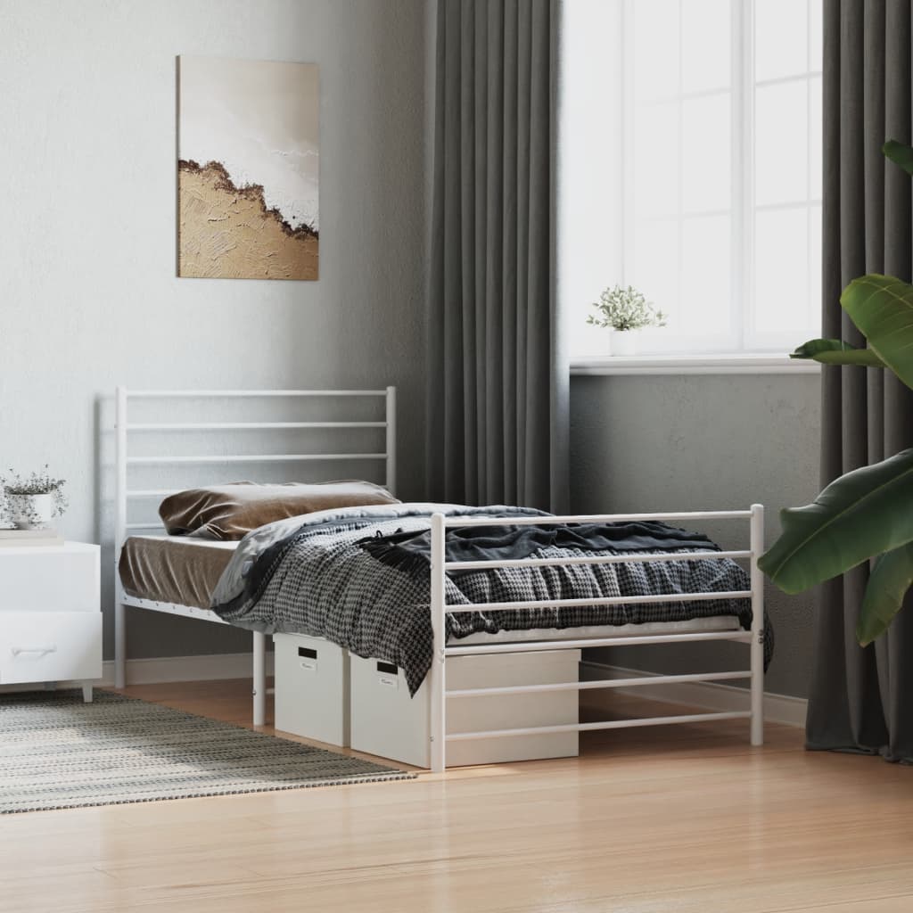 8720845788148_g_en_hd_2 vidaXL Metal Bed Frame without Mattress with Footboard White 90x190 cm - Image 4