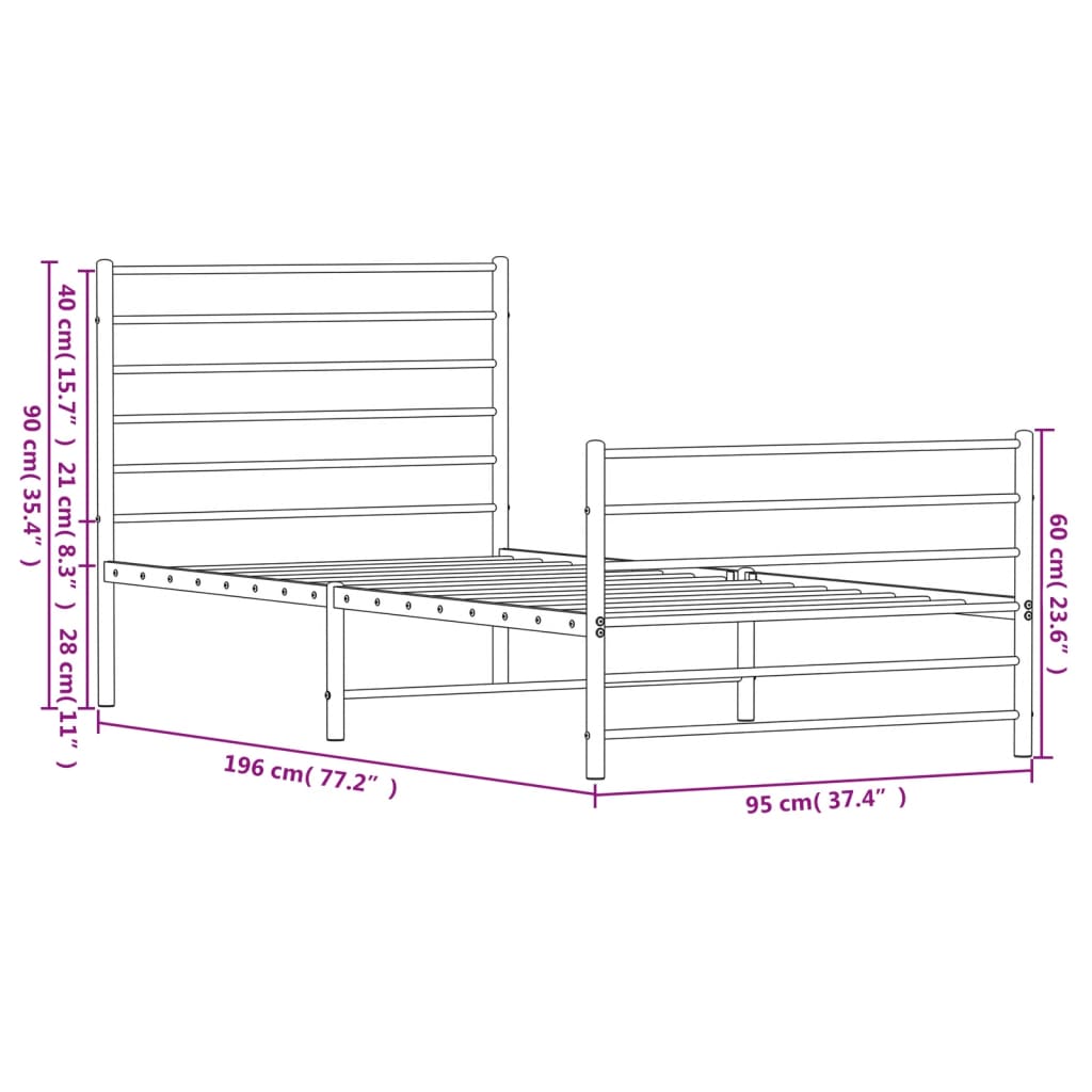 8720845788148_g_en_hd_8 vidaXL Metal Bed Frame without Mattress with Footboard White 90x190 cm - Image 10
