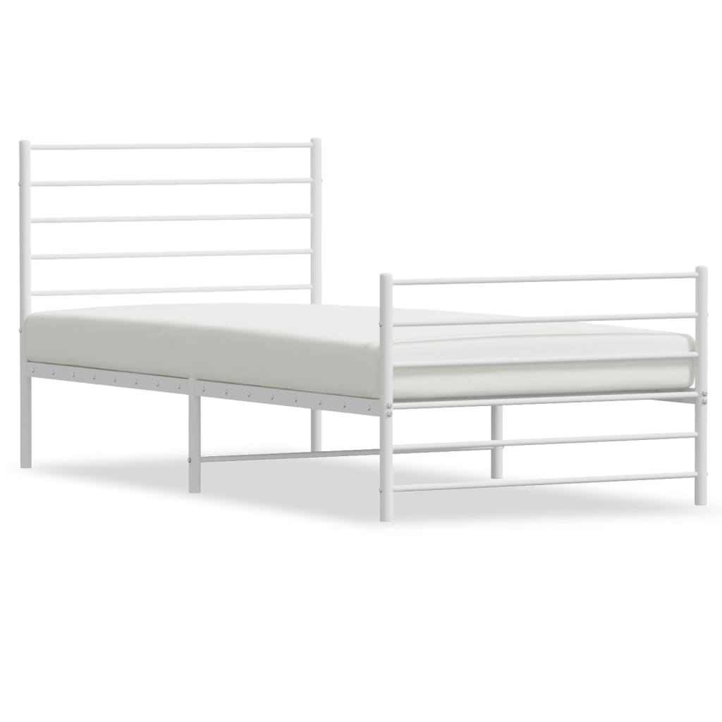8720845788186_a_en_hd_1 vidaXL Metal Bed Frame without Mattress with Footboard White 107x203 cm King Single - Image 2