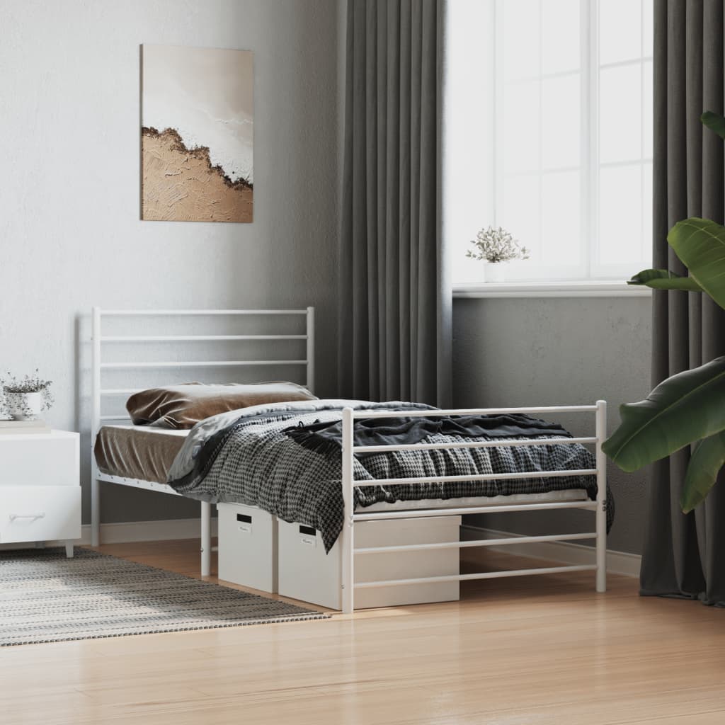 8720845788186_g_en_hd_2 vidaXL Metal Bed Frame without Mattress with Footboard White 107x203 cm King Single - Image 4