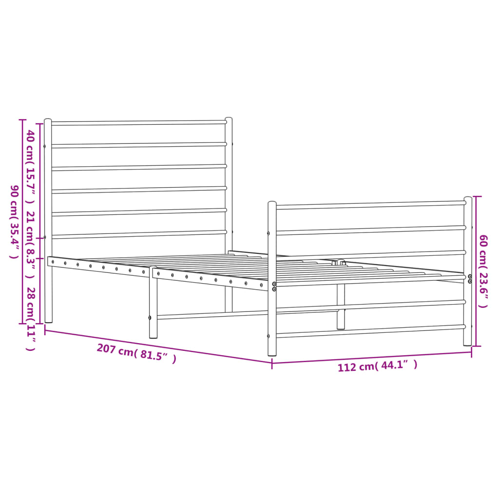 8720845788186_g_en_hd_8 vidaXL Metal Bed Frame without Mattress with Footboard White 107x203 cm King Single - Image 10