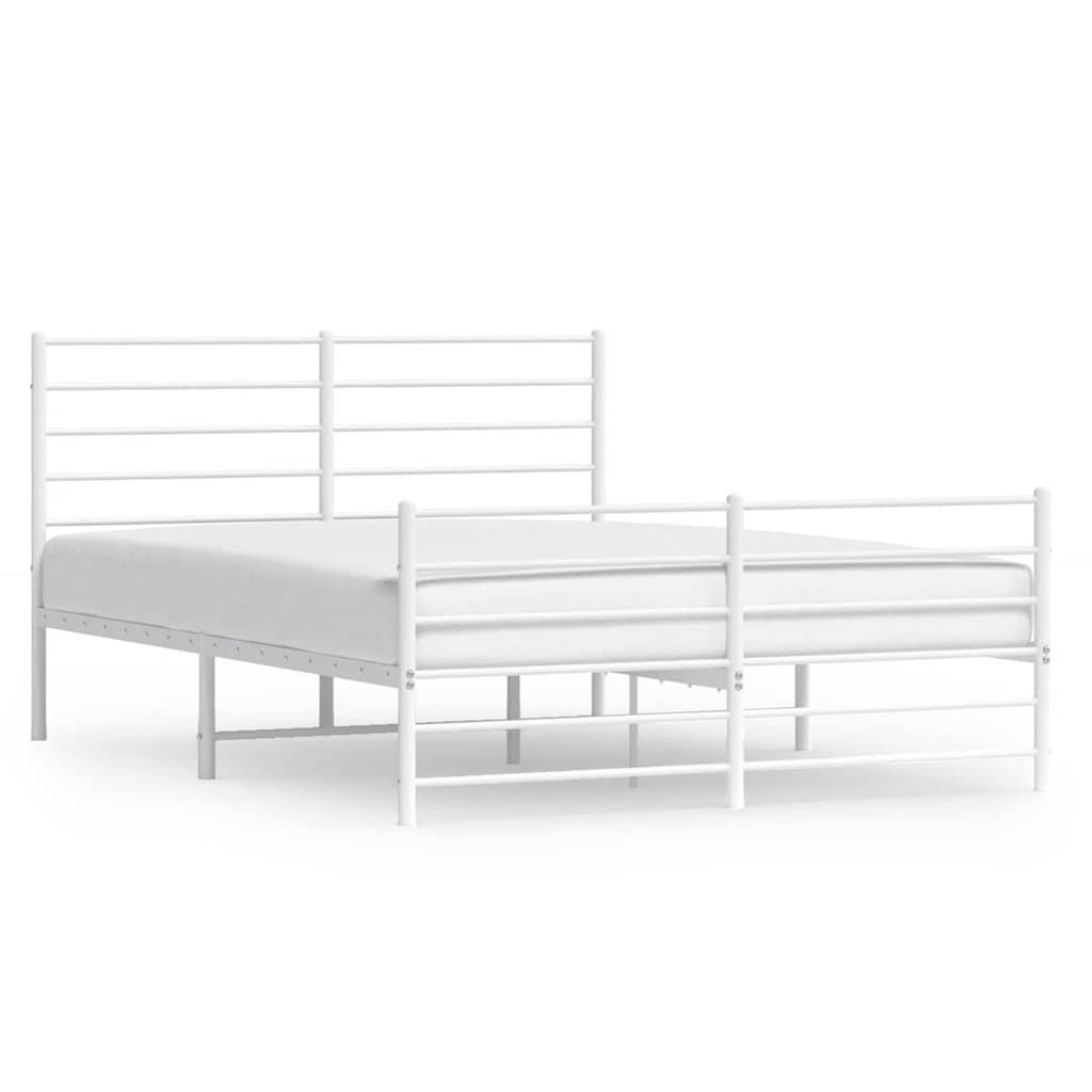 8720845788216_a_en_hd_1 vidaXL Metal Bed Frame without Mattress with Footboard White 135x190 cm - Image 2