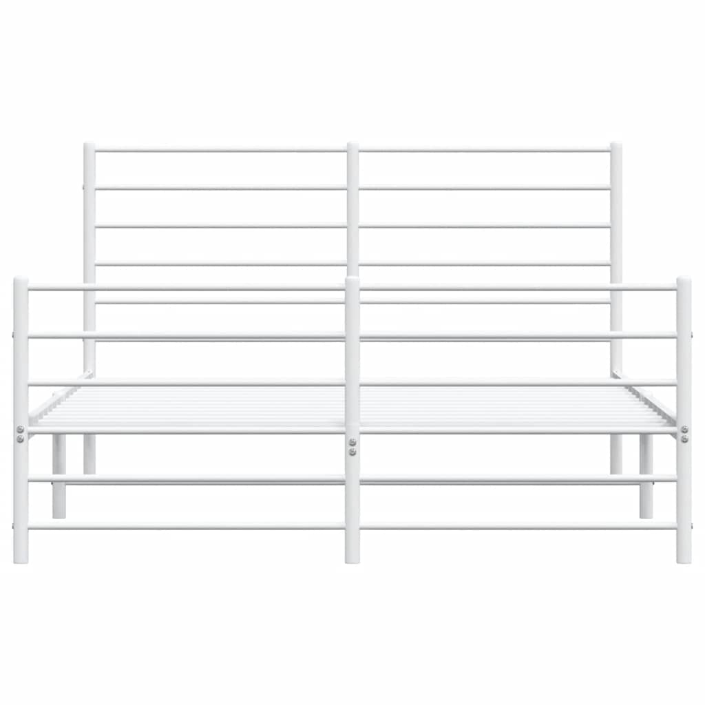 8720845788216_g_en_hd_4 vidaXL Metal Bed Frame without Mattress with Footboard White 135x190 cm - Image 6