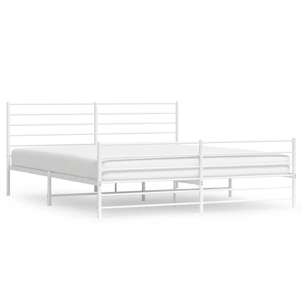 8720845788261_a_en_hd_1 vidaXL Metal Bed Frame without Mattress with Footboard White 183x203 cm King - Image 2