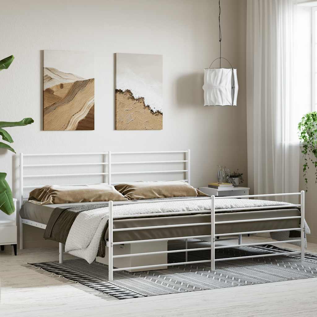 8720845788261_g_en_hd_2 vidaXL Metal Bed Frame without Mattress with Footboard White 183x203 cm King - Image 4