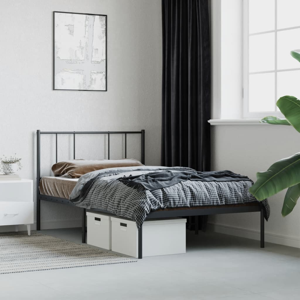 8720845788490_g_en_hd_2 vidaXL Metal Bed Frame without Mattress with Headboard Black 107x203 cm King Single - Image 4
