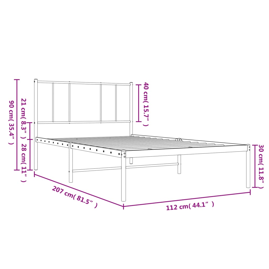8720845788490_g_en_hd_8 vidaXL Metal Bed Frame without Mattress with Headboard Black 107x203 cm King Single - Image 10