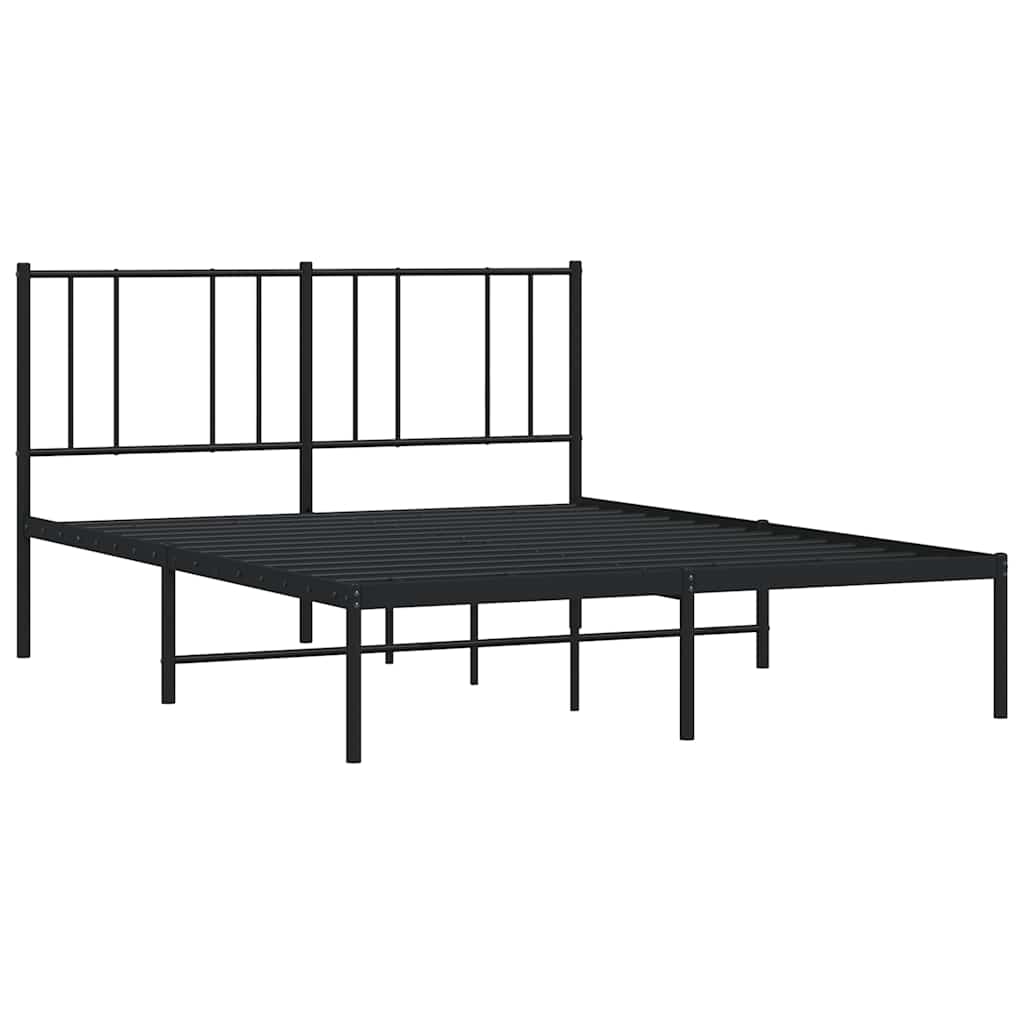 8720845788520_g_en_hd_2 vidaXL Metal Bed Frame without Mattress with Headboard Black 135x190 cm - Image 4