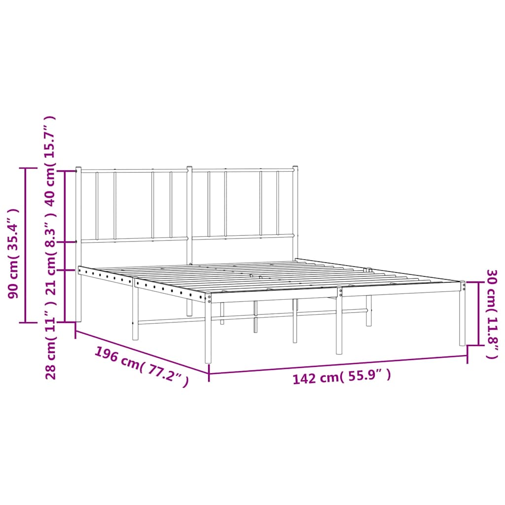 8720845788520_g_en_hd_8 vidaXL Metal Bed Frame without Mattress with Headboard Black 135x190 cm - Image 10