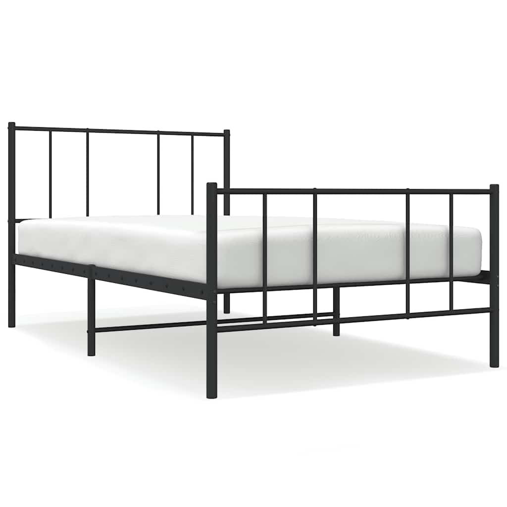 8720845788636_a_en_hd_1 vidaXL Metal Bed Frame without Mattress with Footboard Black 90x190 cm - Image 2
