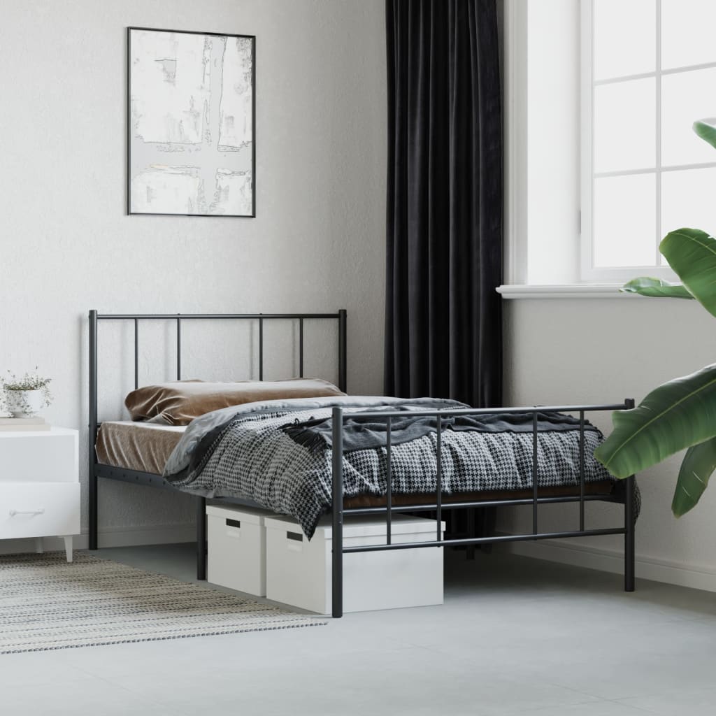 8720845788636_g_en_hd_2 vidaXL Metal Bed Frame without Mattress with Footboard Black 90x190 cm - Image 4