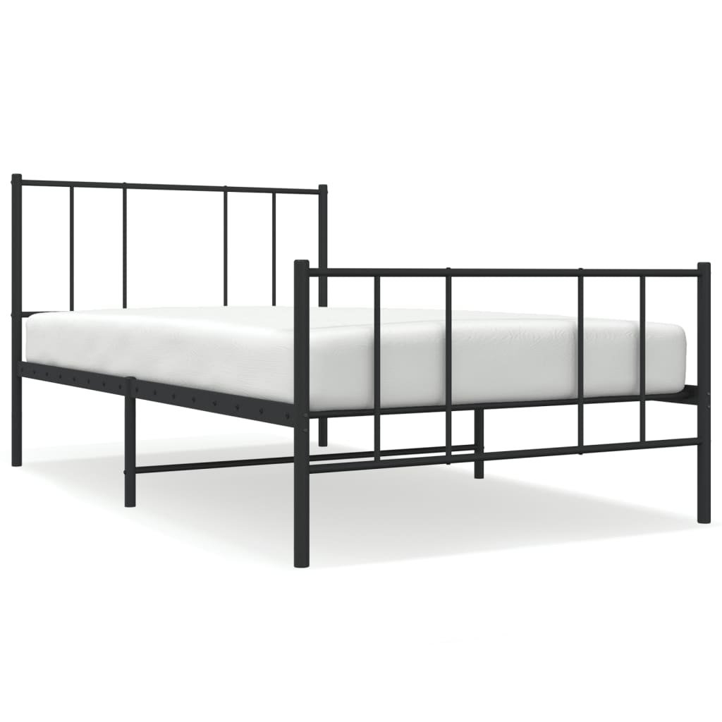 8720845788674_a_en_hd_1 vidaXL Metal Bed Frame without Mattress with Footboard Black 107x203 cm King Single - Image 2