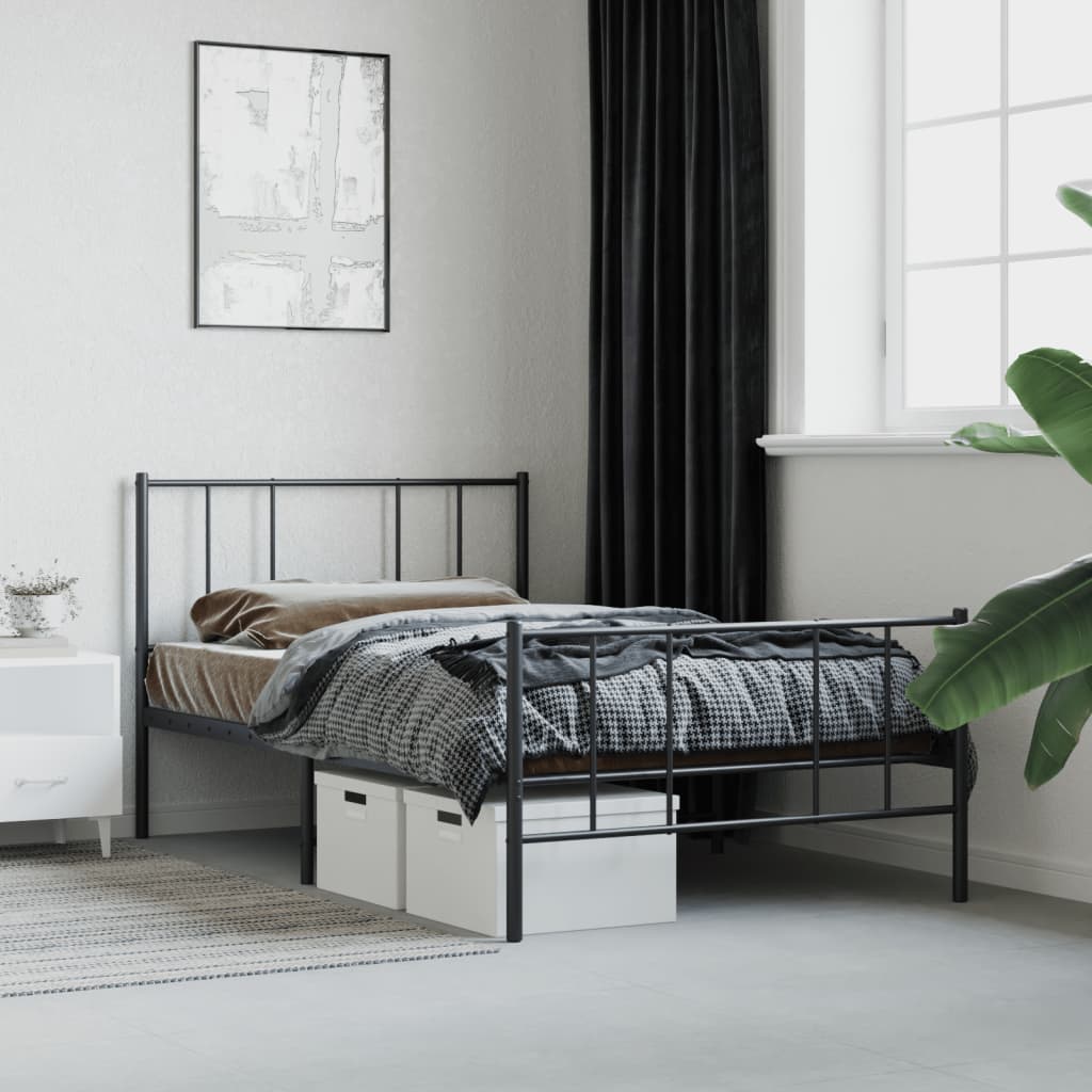 8720845788674_g_en_hd_2 vidaXL Metal Bed Frame without Mattress with Footboard Black 107x203 cm King Single - Image 4