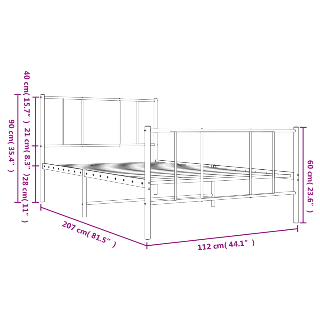 8720845788674_g_en_hd_8 vidaXL Metal Bed Frame without Mattress with Footboard Black 107x203 cm King Single - Image 10