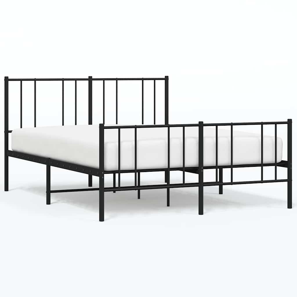 8720845788704_a_en_hd_1 vidaXL Metal Bed Frame without Mattress with Footboard Black 135x190 cm - Image 2