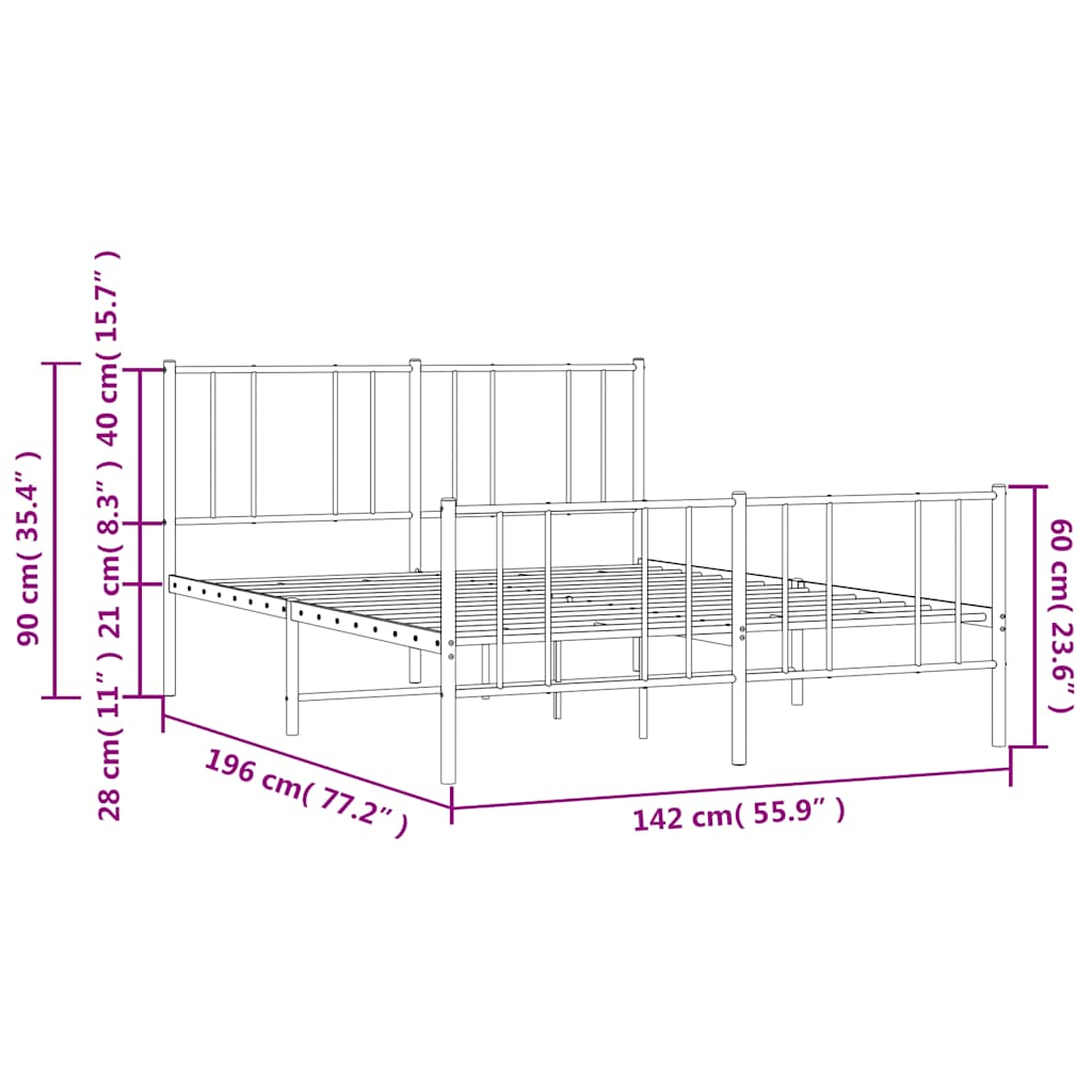 8720845788704_g_en_hd_8 vidaXL Metal Bed Frame without Mattress with Footboard Black 135x190 cm - Image 10