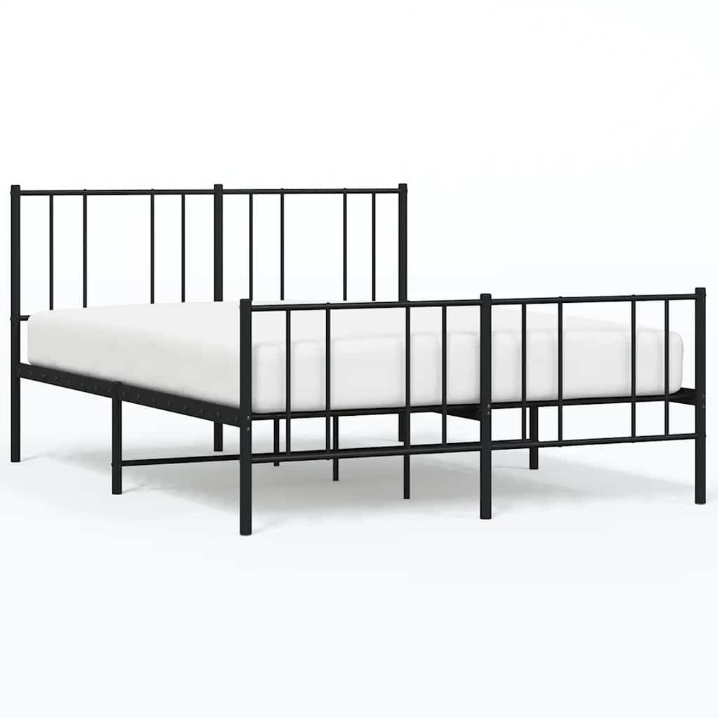 8720845788735_a_en_hd_1 vidaXL Metal Bed Frame without Mattress with Footboard Black 150x200 cm - Image 2