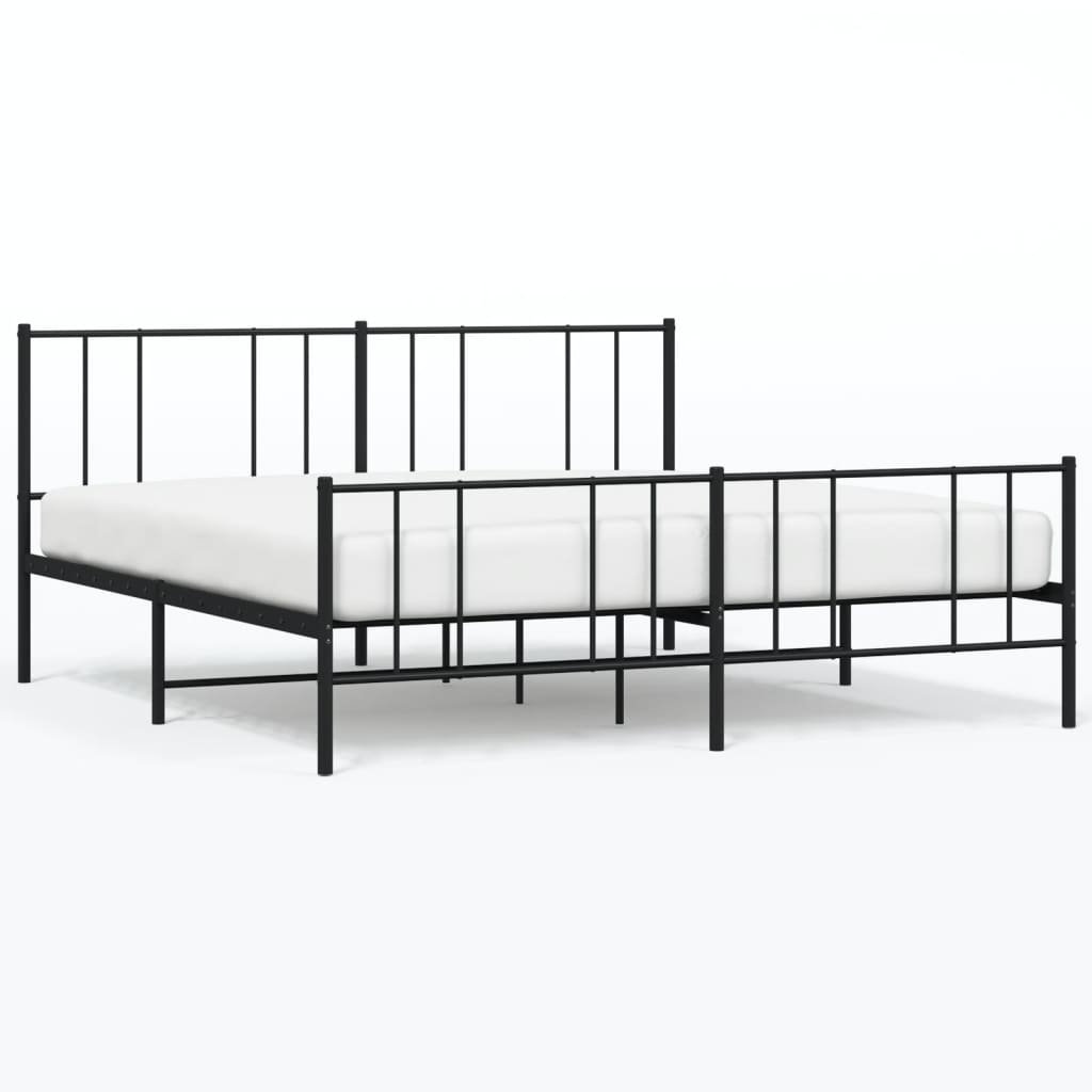 8720845788759_a_en_hd_1 vidaXL Metal Bed Frame without Mattress with Footboard Black 183x203 cm King - Image 2