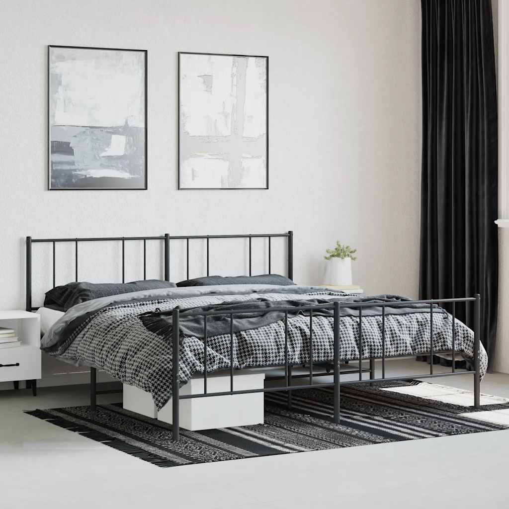 8720845788759_g_en_hd_2 vidaXL Metal Bed Frame without Mattress with Footboard Black 183x203 cm King - Image 4