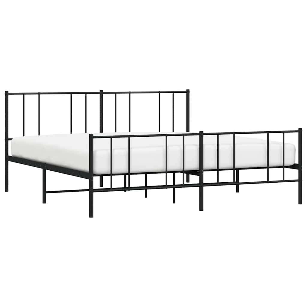 8720845788759_g_en_hd_3 vidaXL Metal Bed Frame without Mattress with Footboard Black 183x203 cm King - Image 5