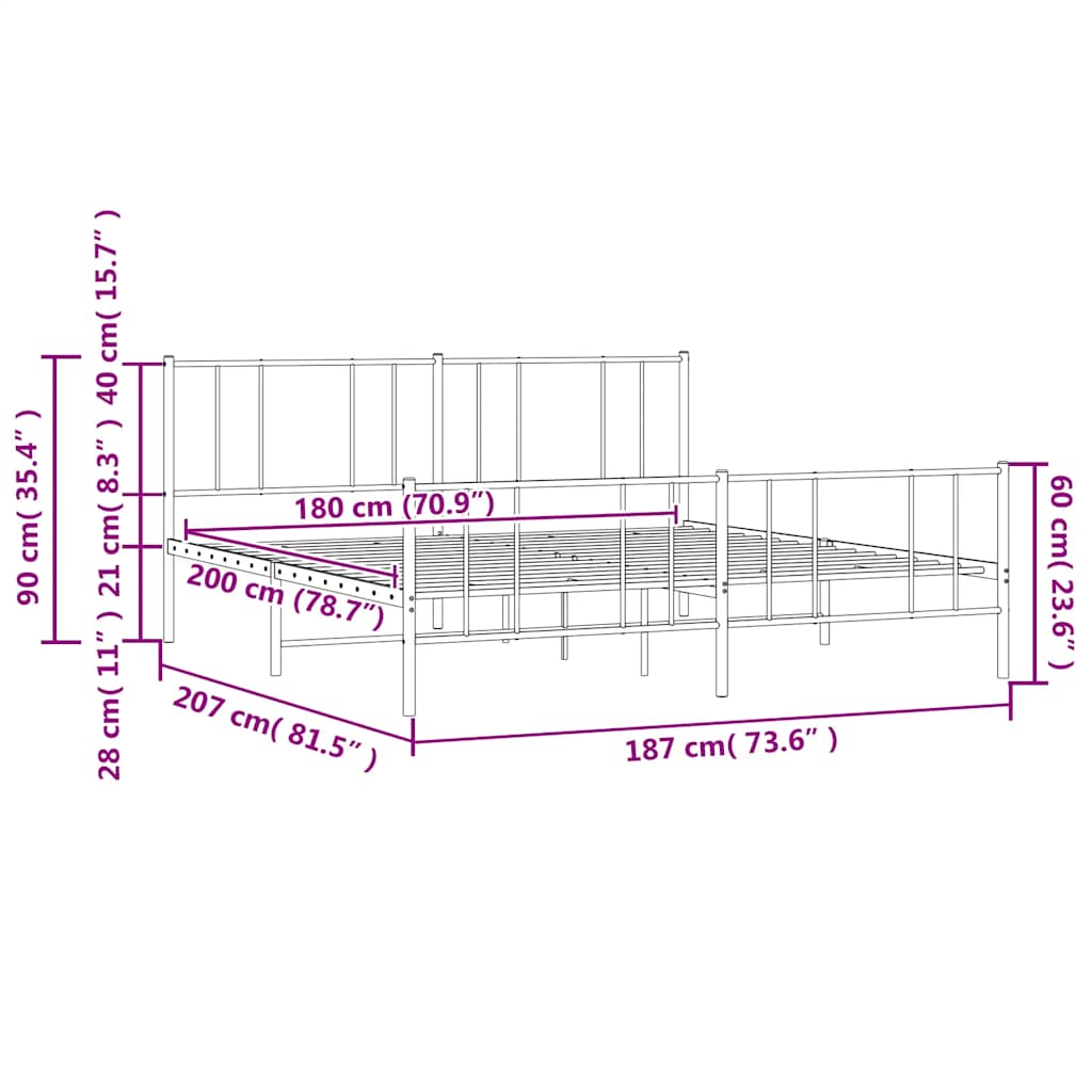 8720845788759_g_en_hd_8 vidaXL Metal Bed Frame without Mattress with Footboard Black 183x203 cm King - Image 10