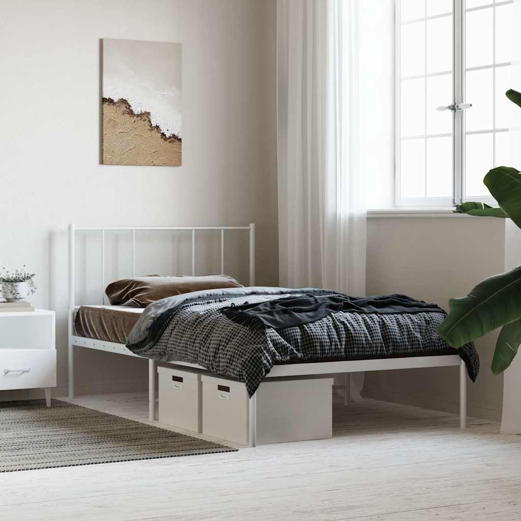 8720845788988_g_en_hd_2 vidaXL Metal Bed Frame without Mattress with Headboard White 107x203 cm King Single - Image 4
