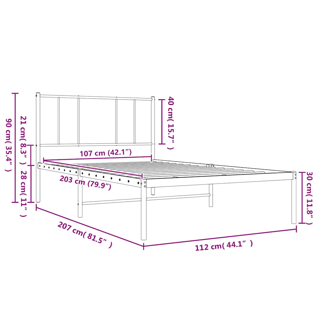 8720845788988_g_en_hd_8 vidaXL Metal Bed Frame without Mattress with Headboard White 107x203 cm King Single - Image 10