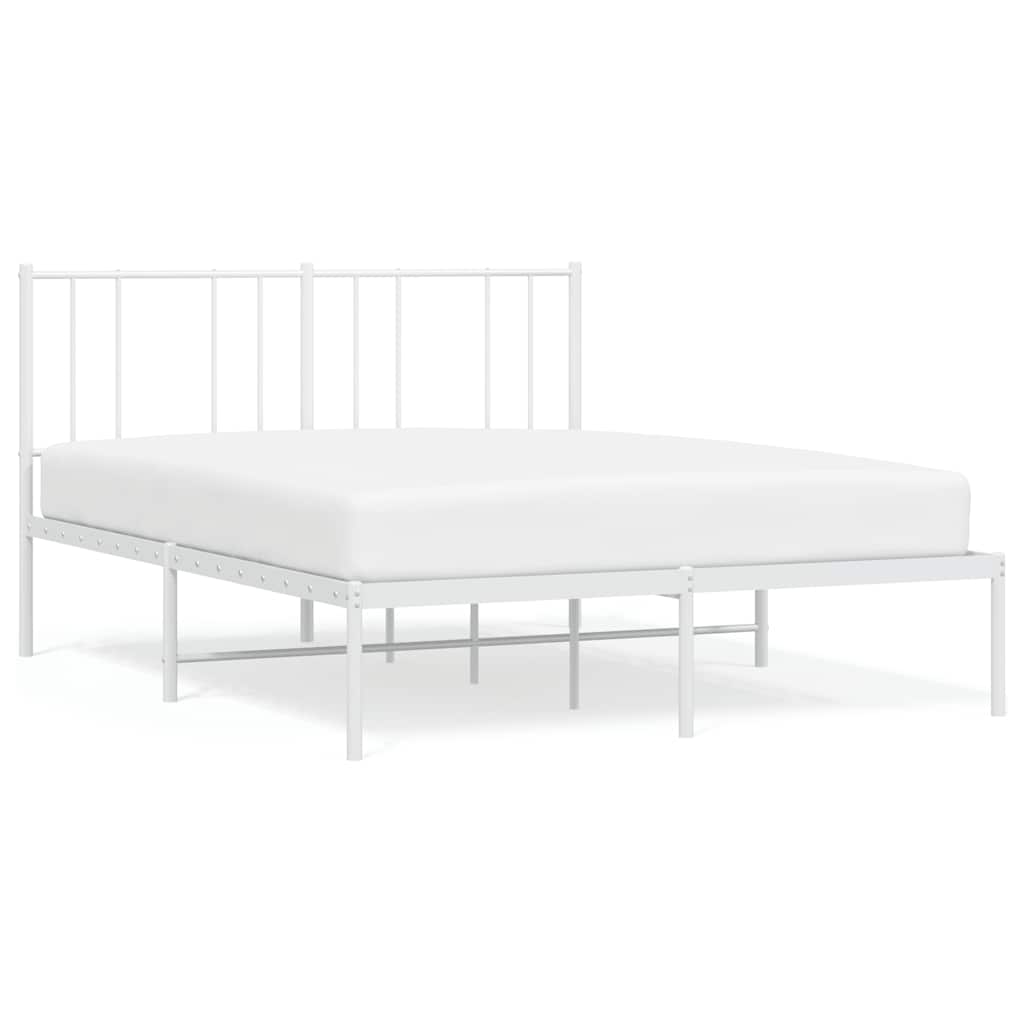 8720845789046_a_en_hd_1 vidaXL Metal Bed Frame without Mattress with Headboard White 150x200 cm - Image 2