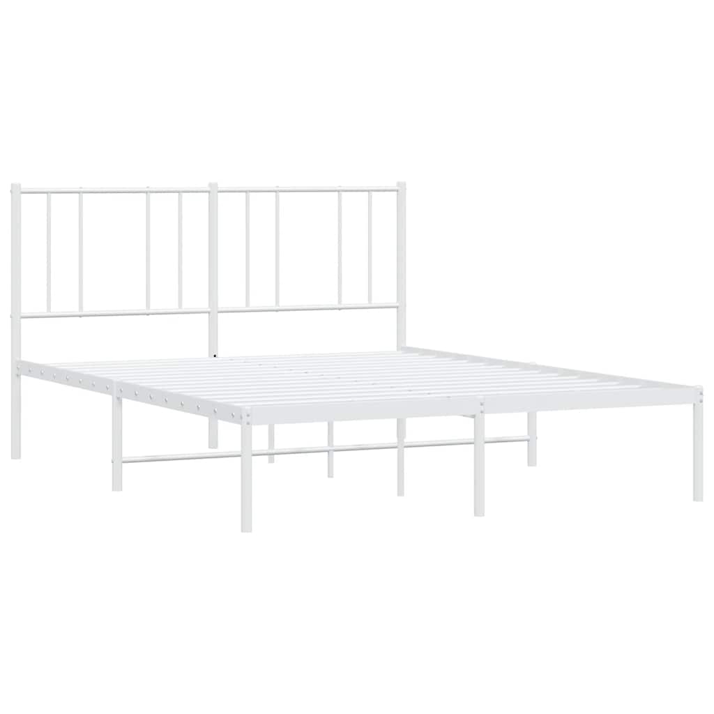 8720845789046_g_en_hd_2 vidaXL Metal Bed Frame without Mattress with Headboard White 150x200 cm - Image 4