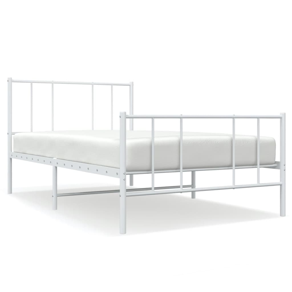 8720845789169_a_en_hd_1 vidaXL Metal Bed Frame without Mattress with Footboard White 107x203 cm King Single - Image 2