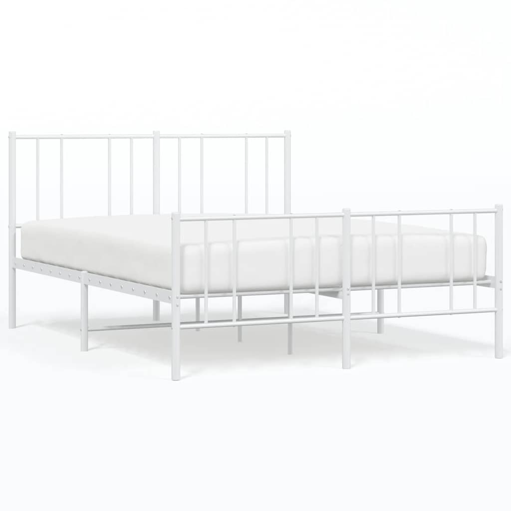 8720845789190_a_en_hd_1 vidaXL Metal Bed Frame without Mattress with Footboard White 135x190 cm - Image 2