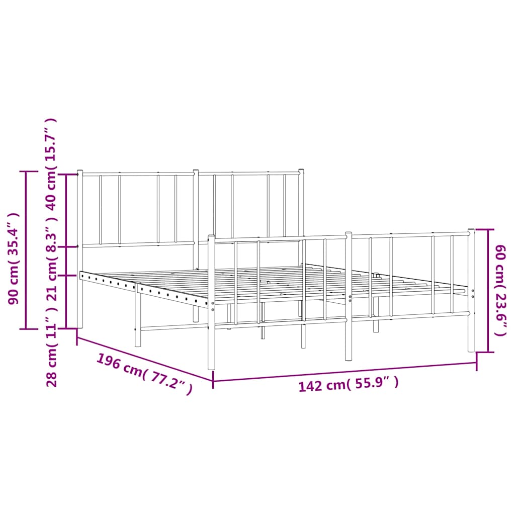 8720845789190_g_en_hd_8 vidaXL Metal Bed Frame without Mattress with Footboard White 135x190 cm - Image 10