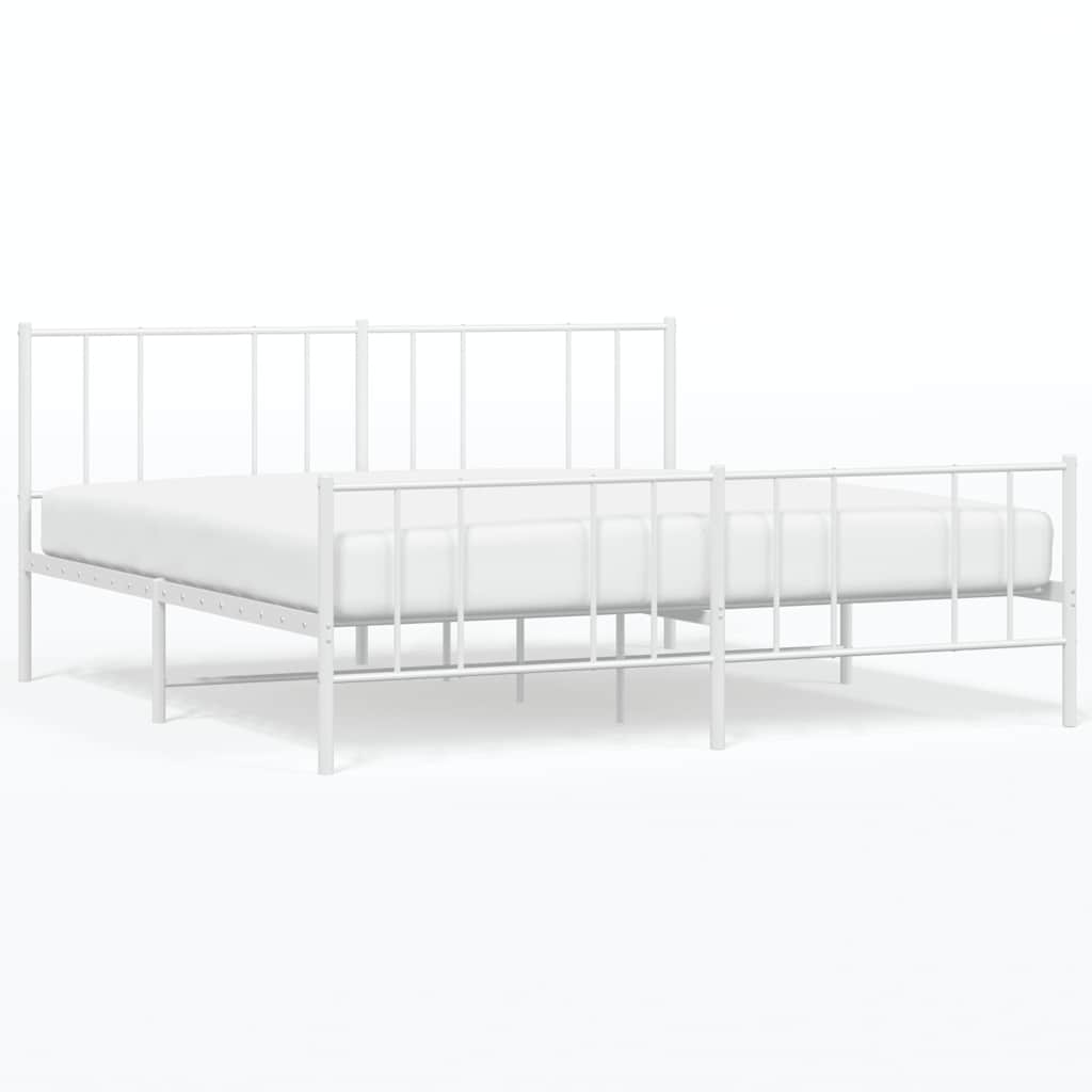 8720845789244_a_en_hd_1 vidaXL Metal Bed Frame without Mattress with Footboard White 183x203 cm King - Image 2