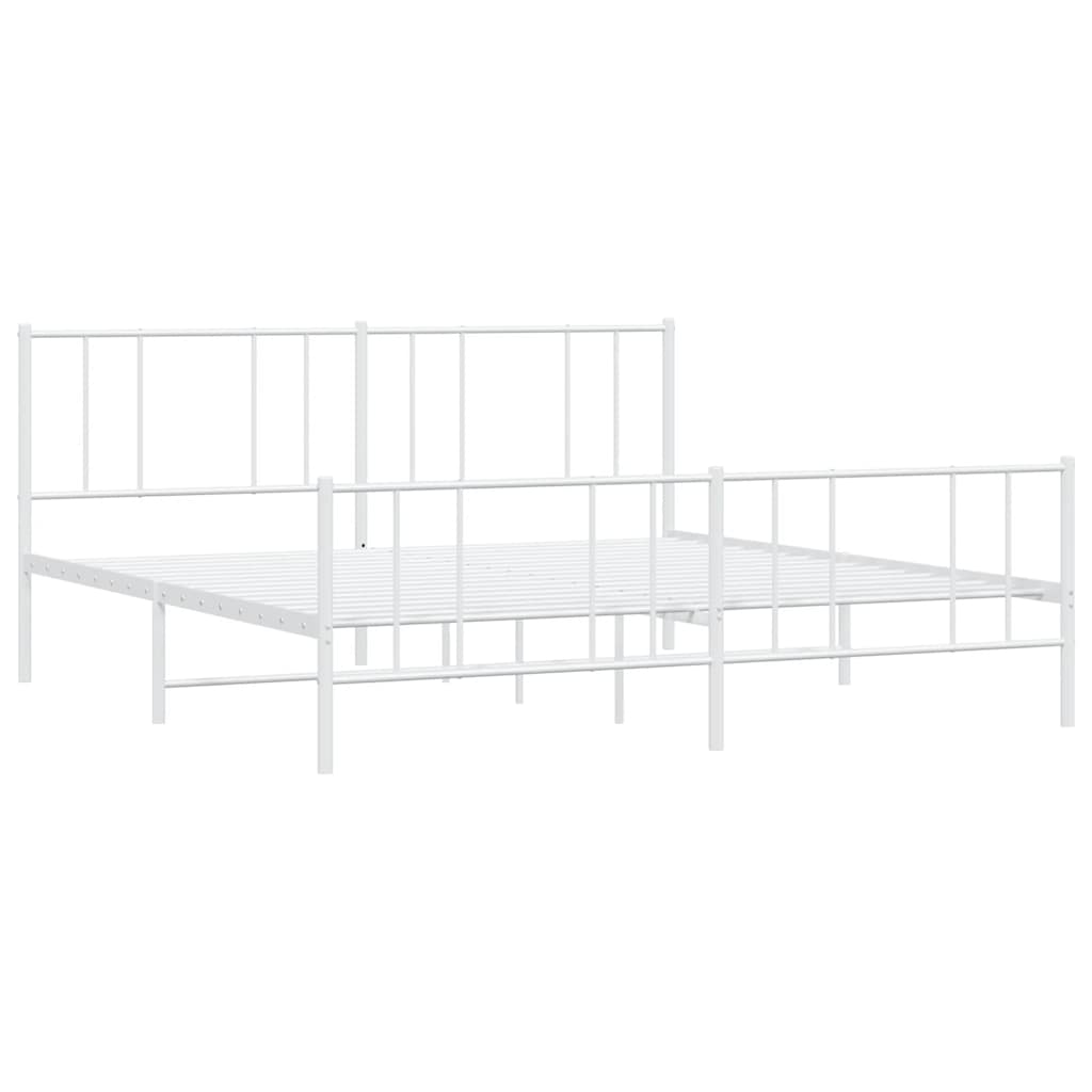 8720845789244_g_en_hd_1 vidaXL Metal Bed Frame without Mattress with Footboard White 183x203 cm King - Image 3