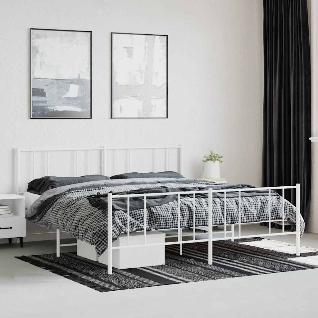 8720845789244_g_en_hd_2 vidaXL Metal Bed Frame without Mattress with Footboard White 183x203 cm King - Image 4
