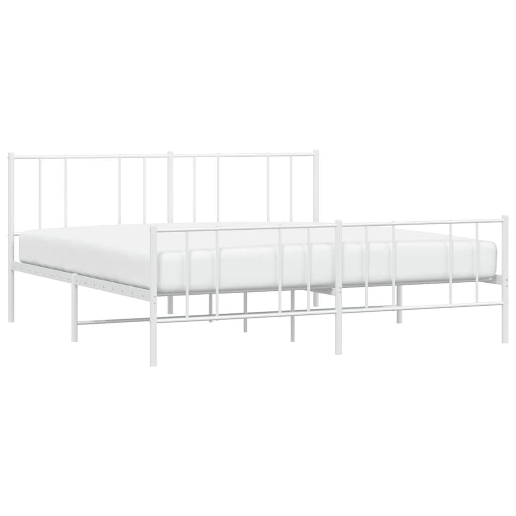 8720845789244_g_en_hd_3 vidaXL Metal Bed Frame without Mattress with Footboard White 183x203 cm King - Image 5