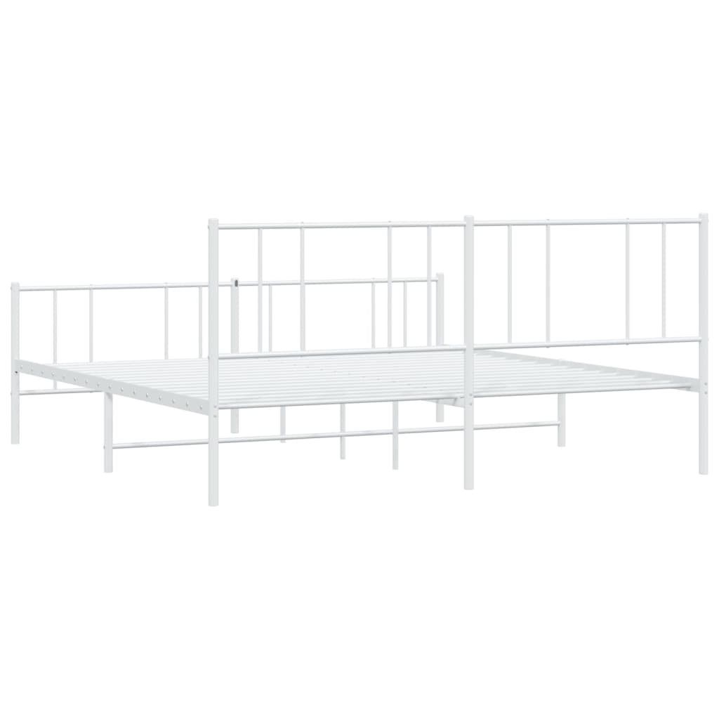 8720845789244_g_en_hd_6 vidaXL Metal Bed Frame without Mattress with Footboard White 183x203 cm King - Image 8