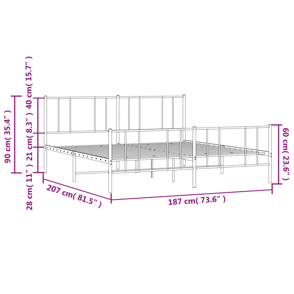 8720845789244_g_en_hd_8 vidaXL Metal Bed Frame without Mattress with Footboard White 183x203 cm King - Image 10