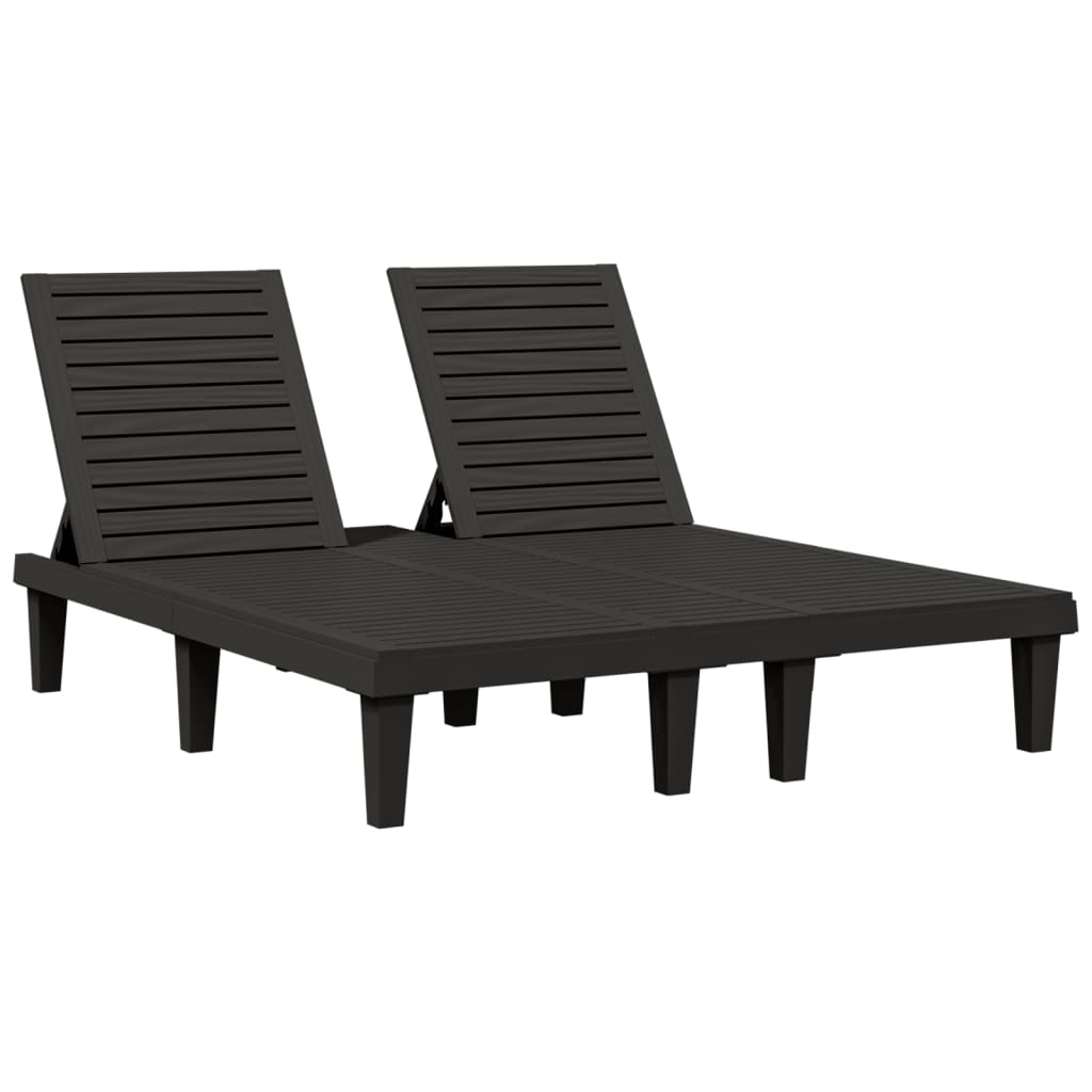 8720845789459_a_en_hd_1 vidaXL Double Sun Lounger Black 155x138x83 cm Polypropylene - Image 2
