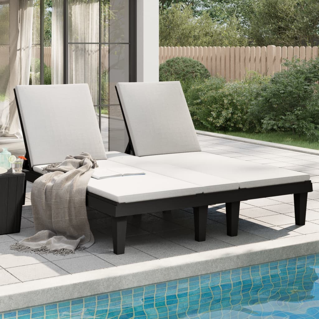8720845789459_g_en_hd_1 vidaXL Double Sun Lounger Black 155x138x83 cm Polypropylene - Image 3