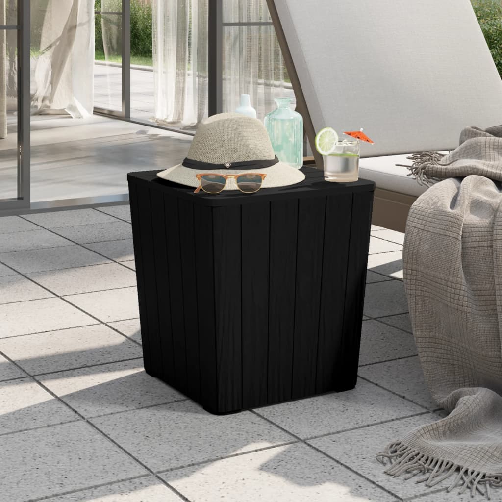 vidaXL Garden Table with Removable Lid Black Polypropylene
