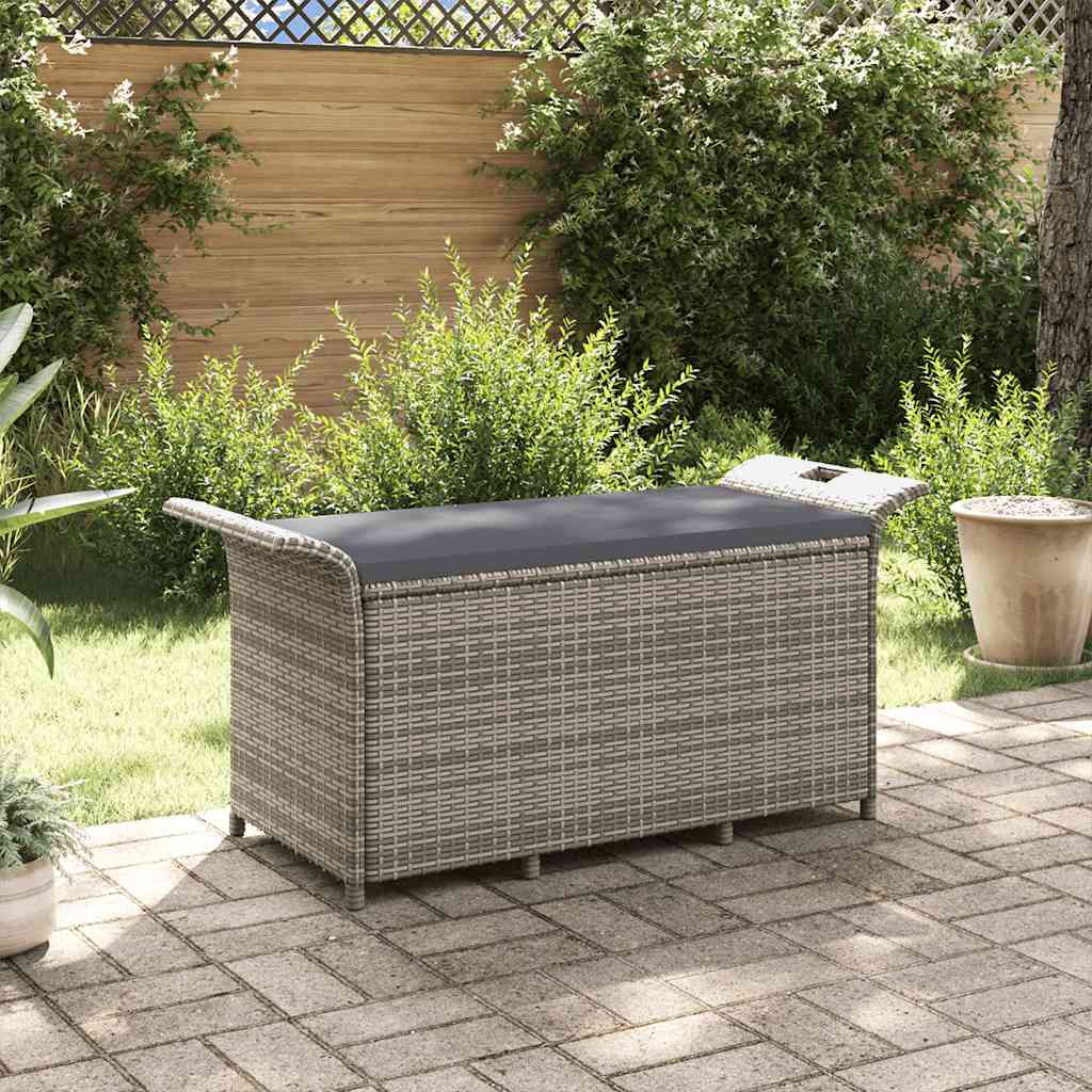 vidaXL Garden Bench with Cushion Grey 116x46x57 cm Poly Rattan