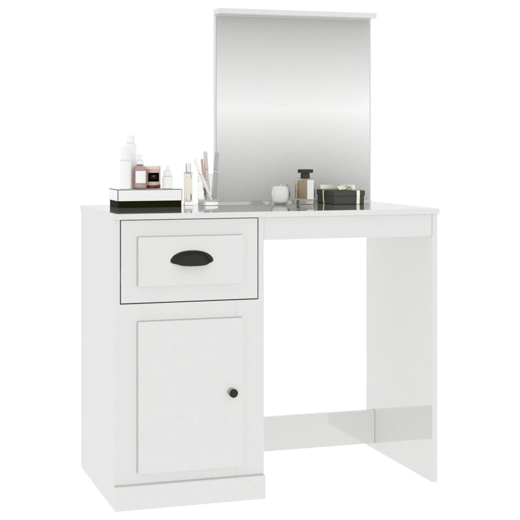 8720845794040_g_en_hd_2 vidaXL Dressing Table with Mirror High Gloss White 90x50x132.5 cm Engineered Wood - Image 5