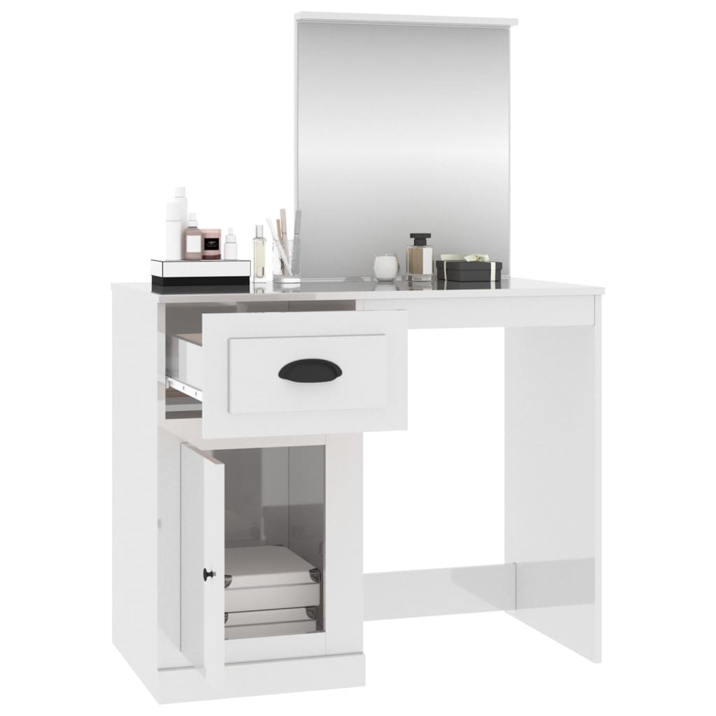 8720845794040_g_en_hd_3 vidaXL Dressing Table with Mirror High Gloss White 90x50x132.5 cm Engineered Wood - Image 6