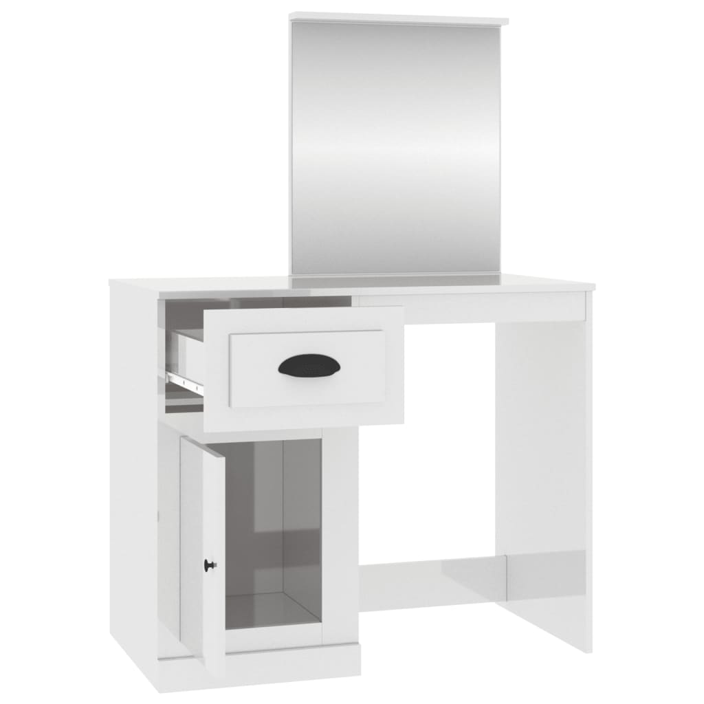 8720845794040_g_en_hd_5 vidaXL Dressing Table with Mirror High Gloss White 90x50x132.5 cm Engineered Wood - Image 8