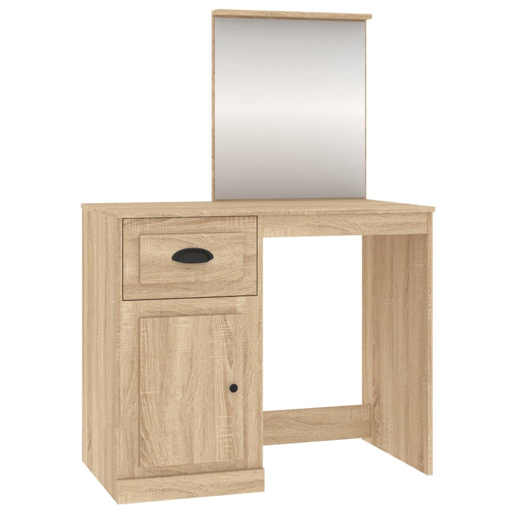 8720845794057_a_en_hd_1 vidaXL Dressing Table with Mirror Sonoma Oak 90x50x132.5 cm Engineered Wood - Image 2