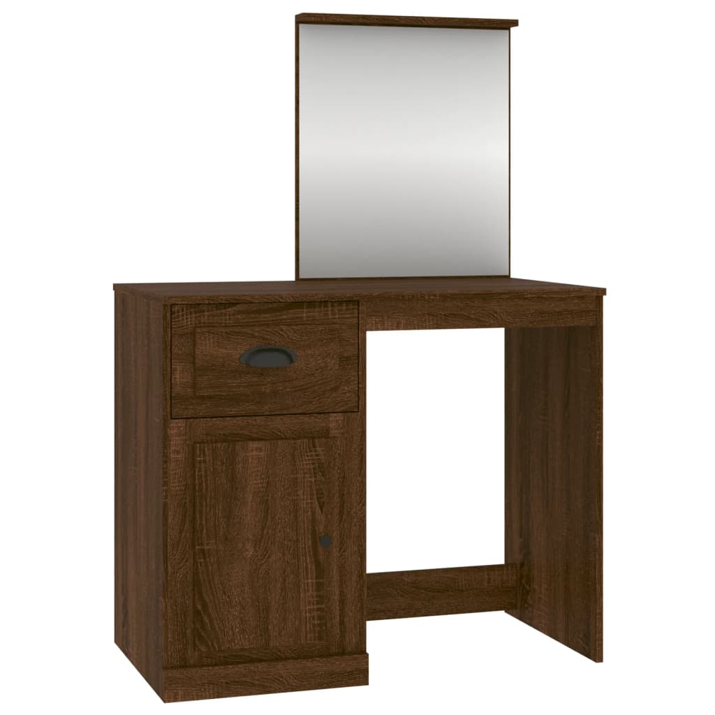 8720845794095_a_en_hd_1 vidaXL Dressing Table with Mirror Brown Oak 90x50x132.5 cm Engineered Wood - Image 2