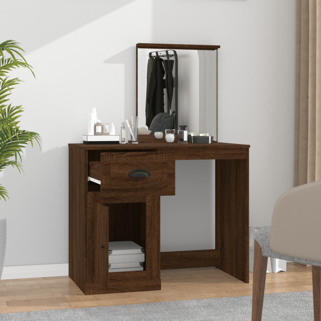 8720845794095_g_en_hd_1 vidaXL Dressing Table with Mirror Brown Oak 90x50x132.5 cm Engineered Wood - Image 4