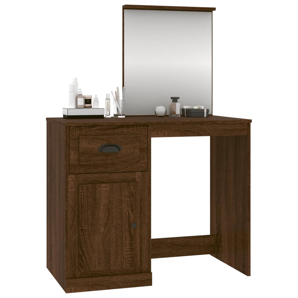 8720845794095_g_en_hd_2 vidaXL Dressing Table with Mirror Brown Oak 90x50x132.5 cm Engineered Wood - Image 5